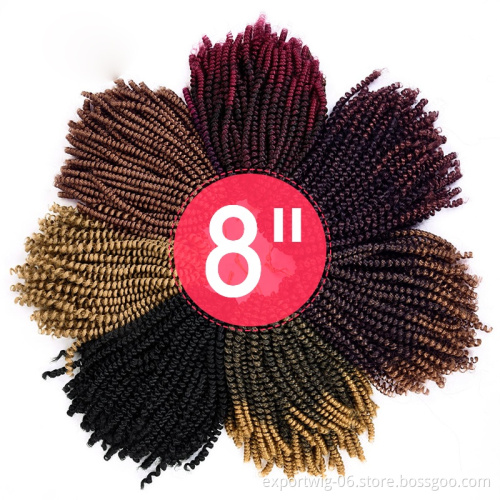 Ombre Spring Twist Hair 8Inch Fluffy Crochet Braids Synthetic Hair Extensions Rainbow 30strands/pcs Kinky Curly Twists
